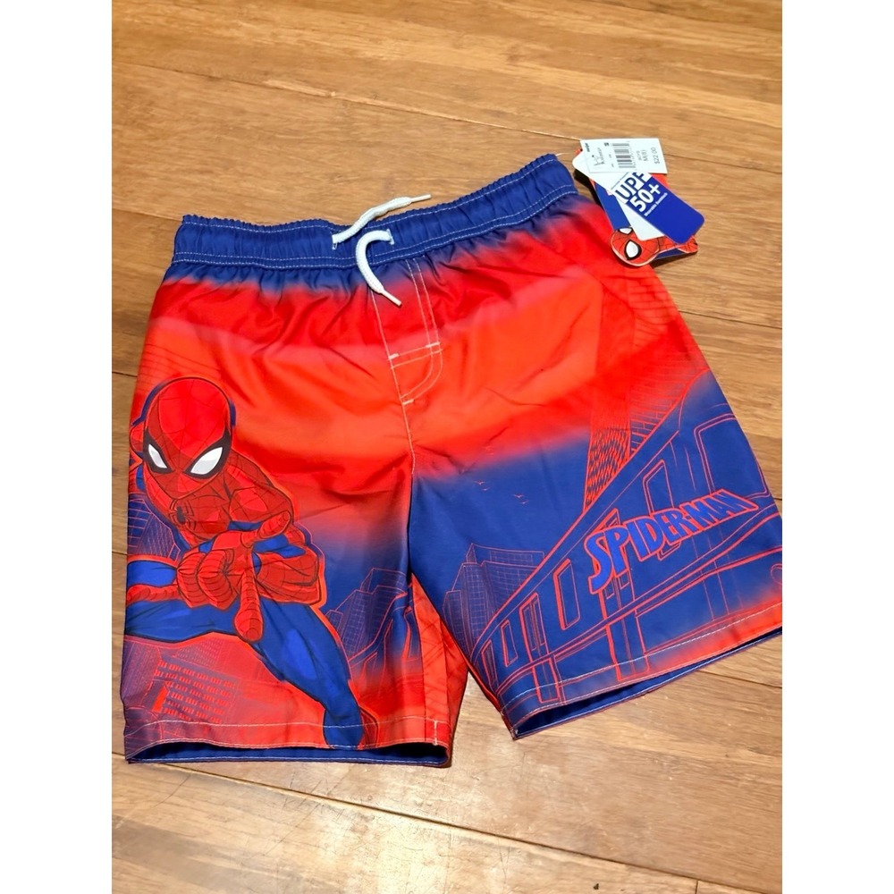 MARVEL SPIDERMAN BOYS SWIMMING TRUNKS BOARD SHORTS POOL BEACH SIZE SM 8 NEW